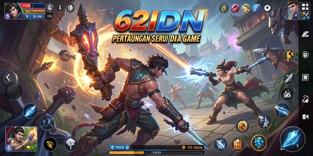 Gameplay seru 62IDN dengan pertarungan mendebarkan.