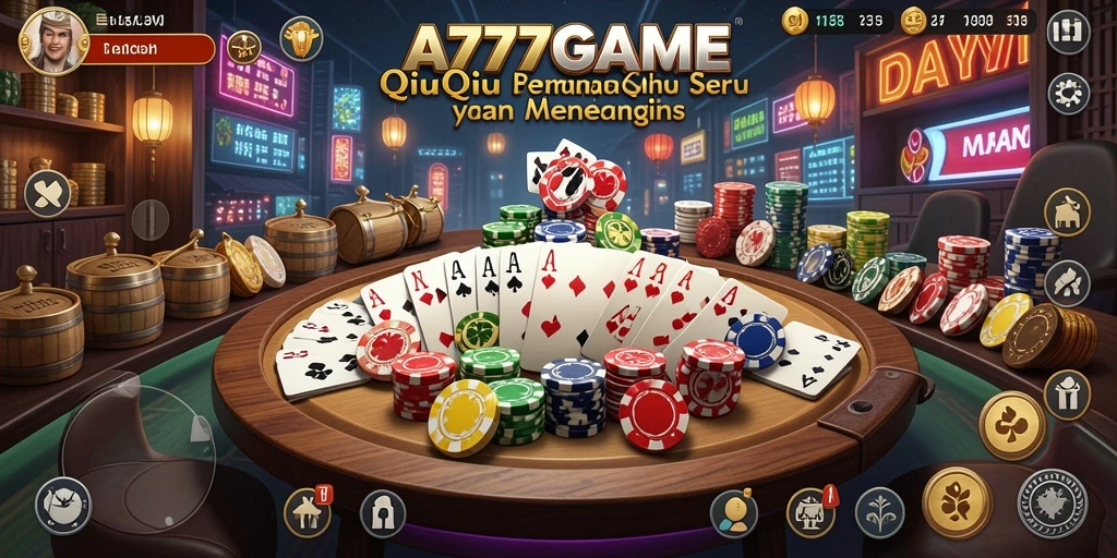 Tampilan permainan QiuQiu yang menegangkan dan menarik.