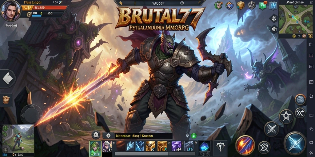 Tampilan gameplay seru di BRUTAL77 dengan pertempuran epik dan eksplorasi dunia.