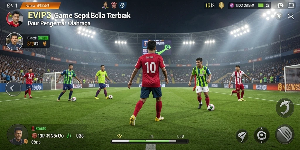 Tampilan gameplay EVIP3 yang menegangkan dan penuh aksi di lapangan sepak bola.