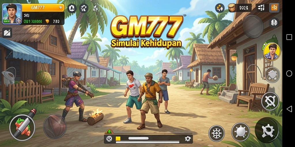 Tampilan gameplay <strong>GM777</strong> menunjukkan dunia simulasi yang kaya dan interaktif.