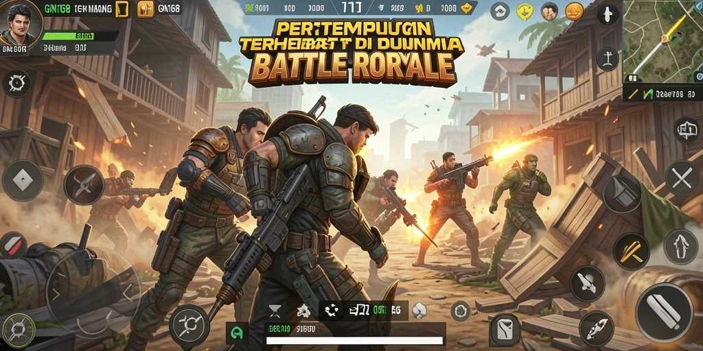 Gameplay intens dalam pertempuran di GN168 Battle Royale.