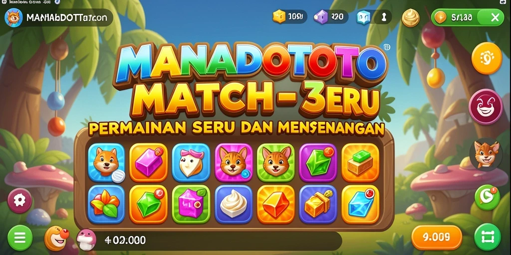 Tampilan gameplay seru dalam permainan Match-3 MANADOTOTO.