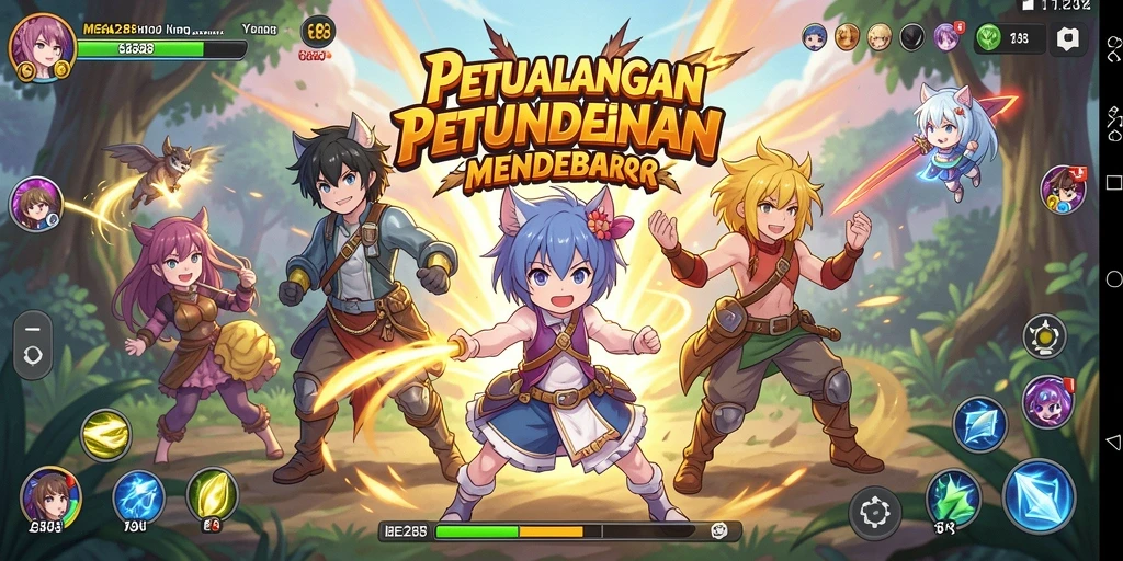 Tampilan gameplay MEGA288 dengan karakter anime yang dinamis.