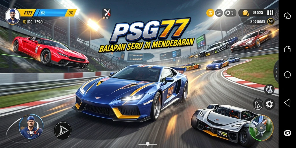 Tampilan gameplay PSG77 yang seru dan mendebarkan di lintasan balap.