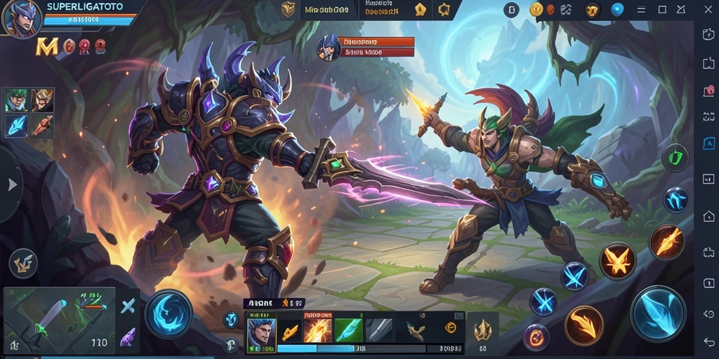 Tampilan gameplay mendebarkan dalam <strong>SUPERLIGATOTO</strong> dengan pertempuran epik antar karakter.