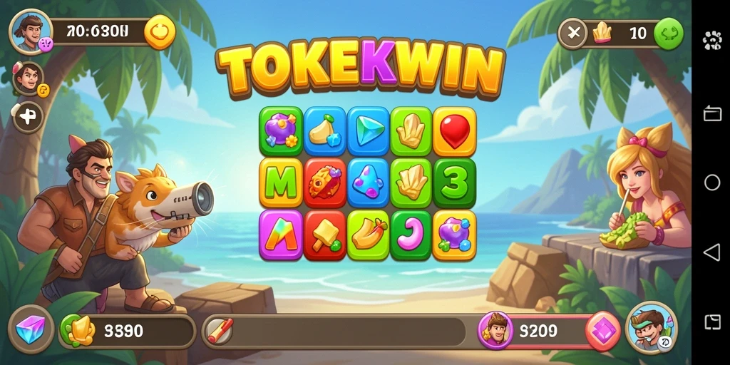 Screenshot gameplay <strong>TOKEKWIN</strong> yang menunjukkan keseruan mencocokkan elemen.